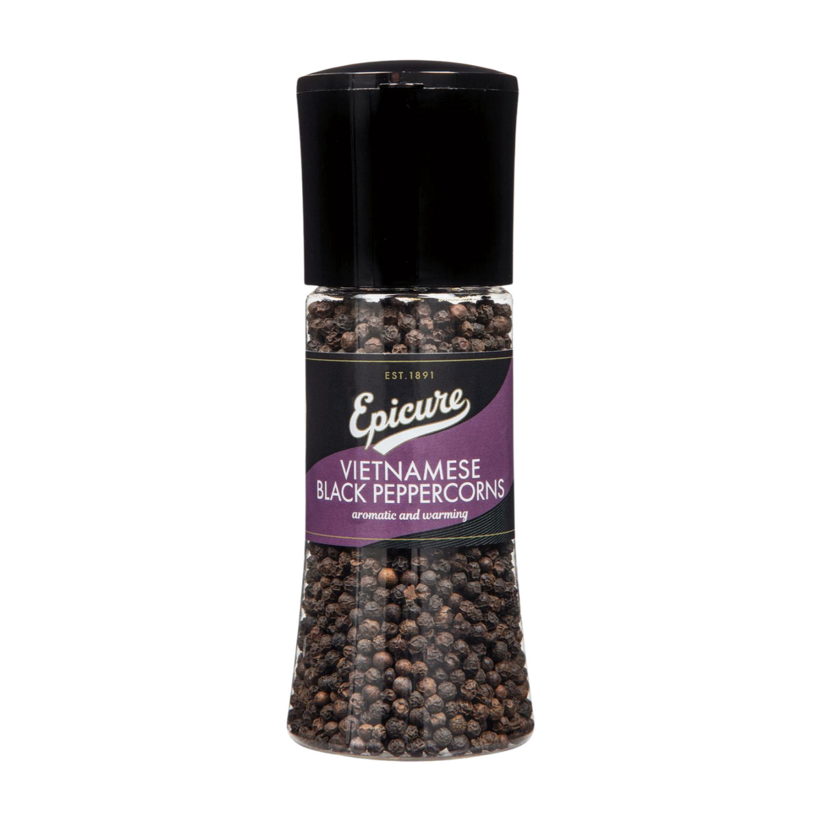 Epicure Vietnamese Black Peppercorns in Large Grinder (6x145g) The