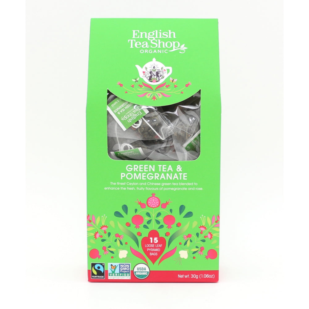English Tea Shop Green Tea & PomegranateTea (6x15 Pyramids) The