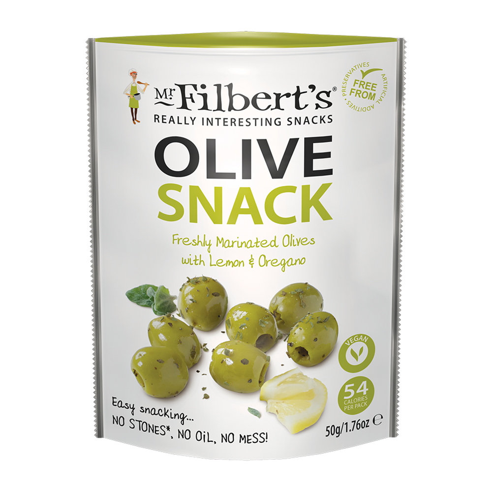 Mr Filbert's Green Olives with Lemon & Oregano (12x50g)