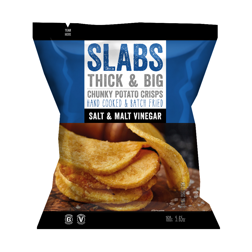 Slabs Salt & Malt Vinegar Chunky Crisps Sharing Bag (9x160g)