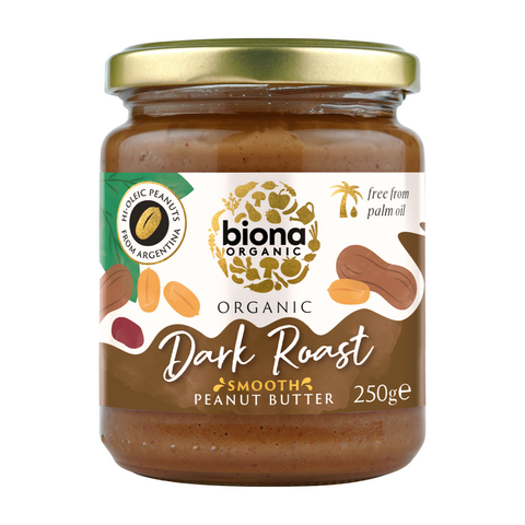 Biona Organic Dark Roast Smooth Peanut Butter (6x250g)