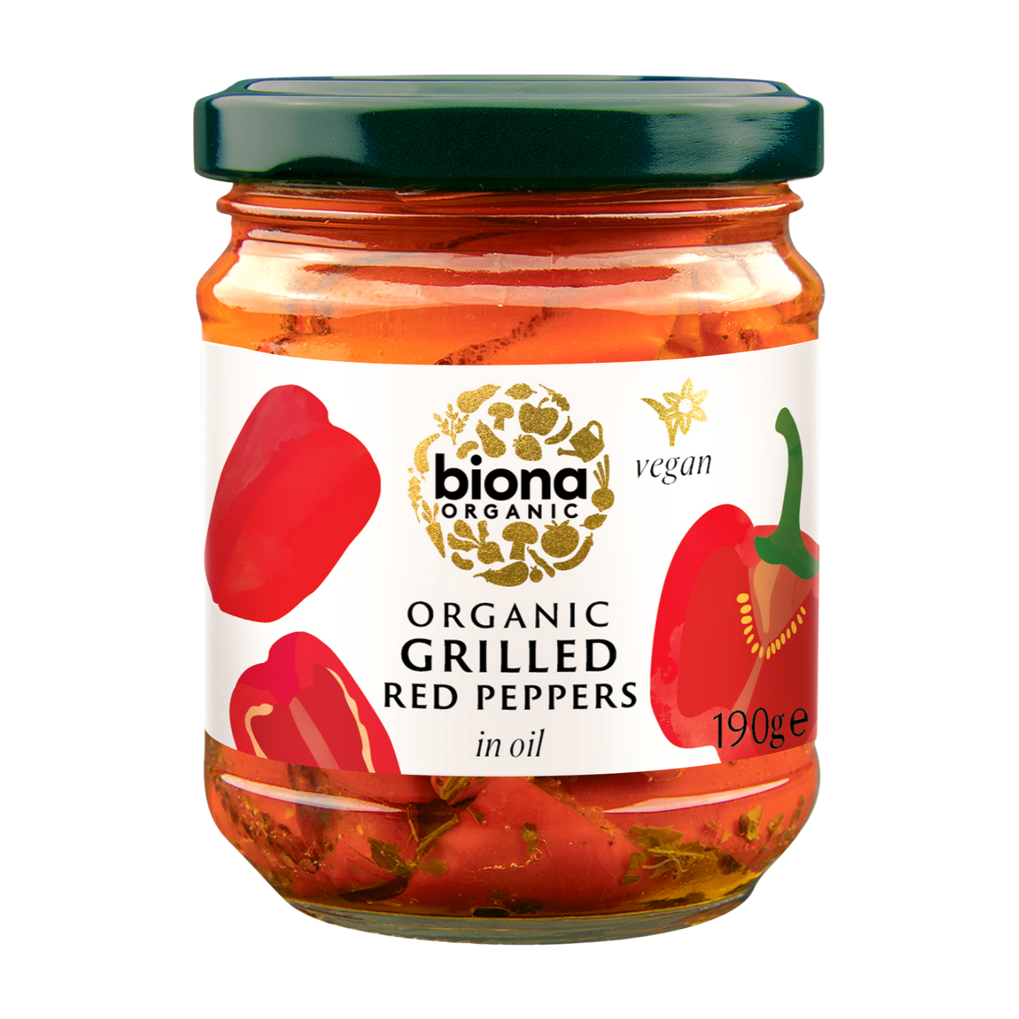 Biona Organic Grilled Red Peppers in Oil (5x190g)