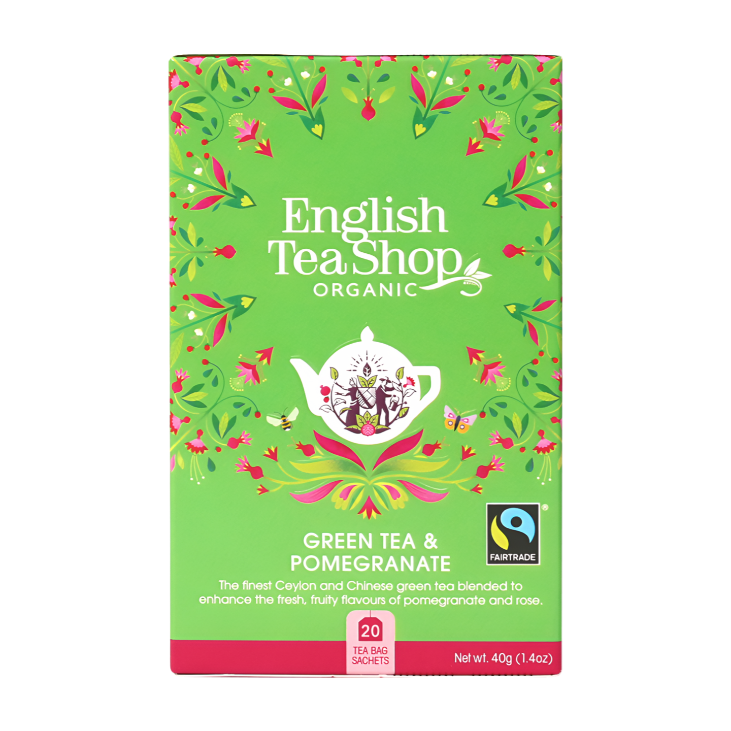 English Tea Shop Organic Green Tea & Pomegranate (6x20 Tea Bags)