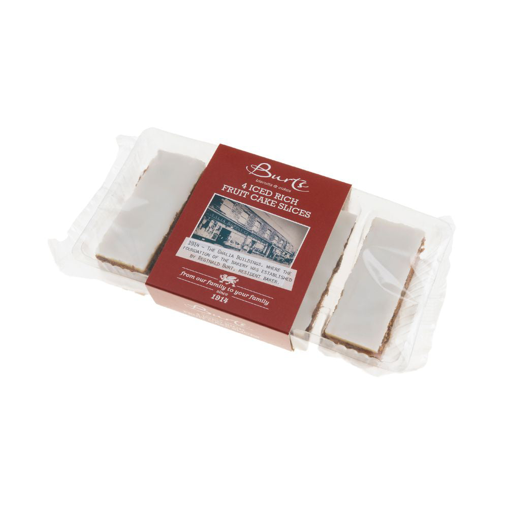Burt's 4 Iced Rich Fruit Cake Slices (12x160g)