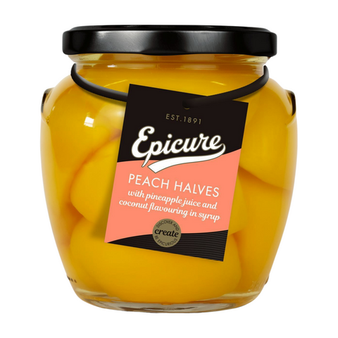 Epicure Peach Halves With Pineapple Juice & Coconut (6x550g)