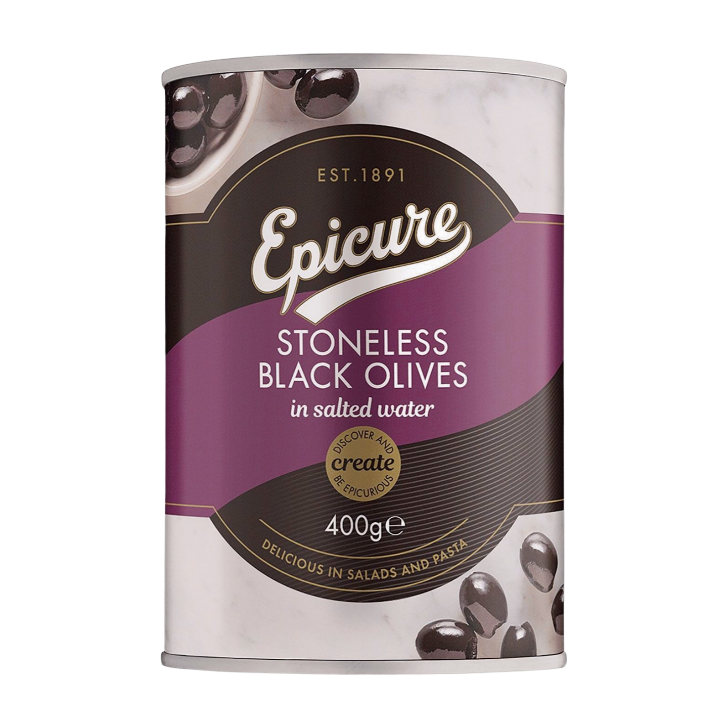 Epicure Stoneless Black Olives (12x400g)