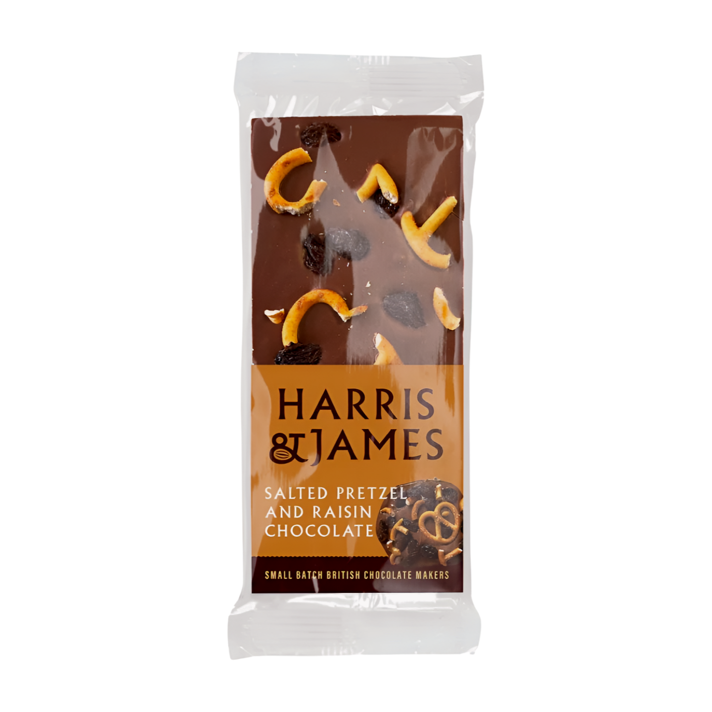 Harris & James Salted Pretzel & Raisin Chocolate Bar (12x100g)