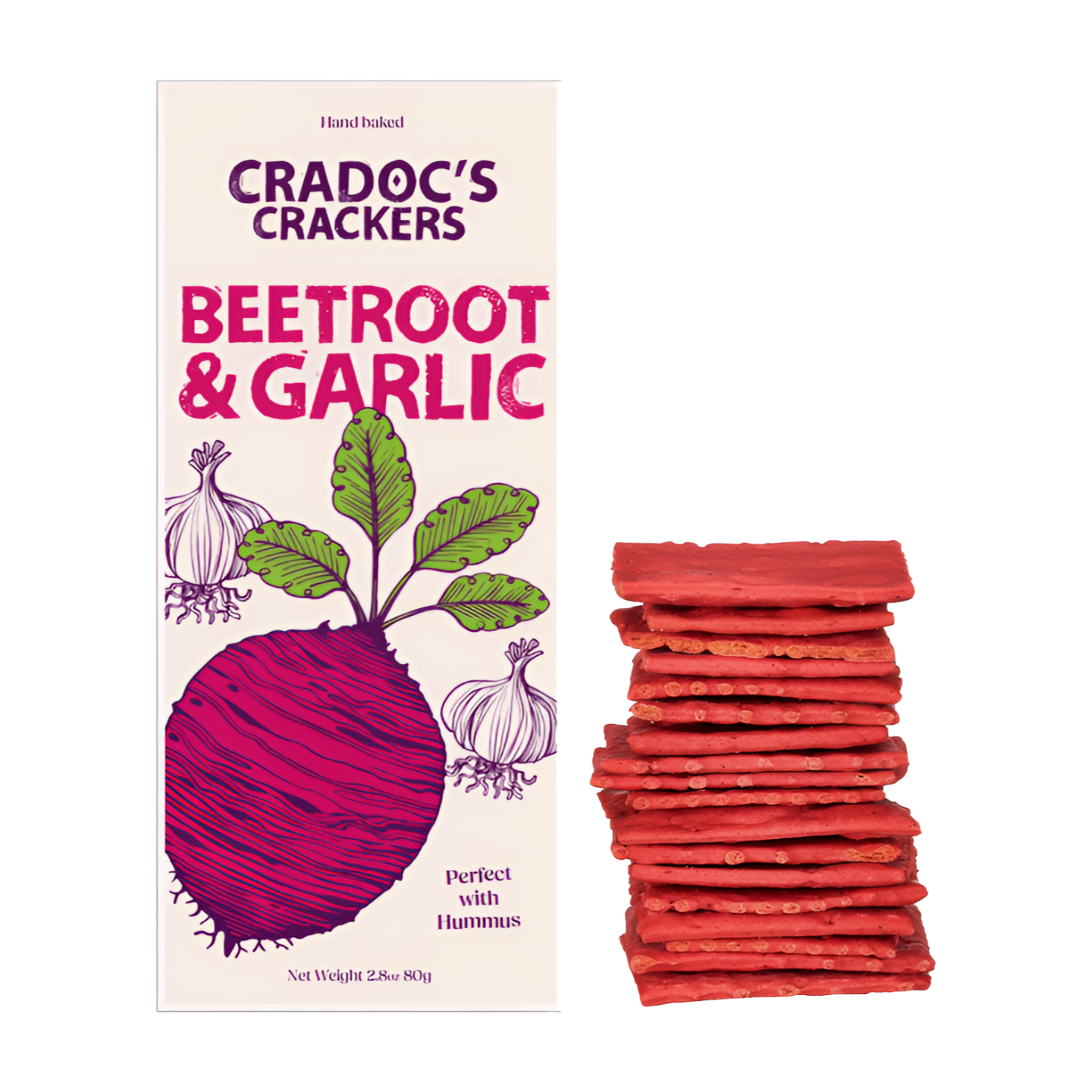 Cradoc's Beetroot & Garlic Crackers (6x80g)