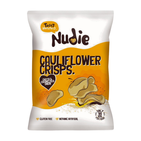 Nudie Snacks Cheese & Caramelised Onion Cauliflower Crisps (24x20g)