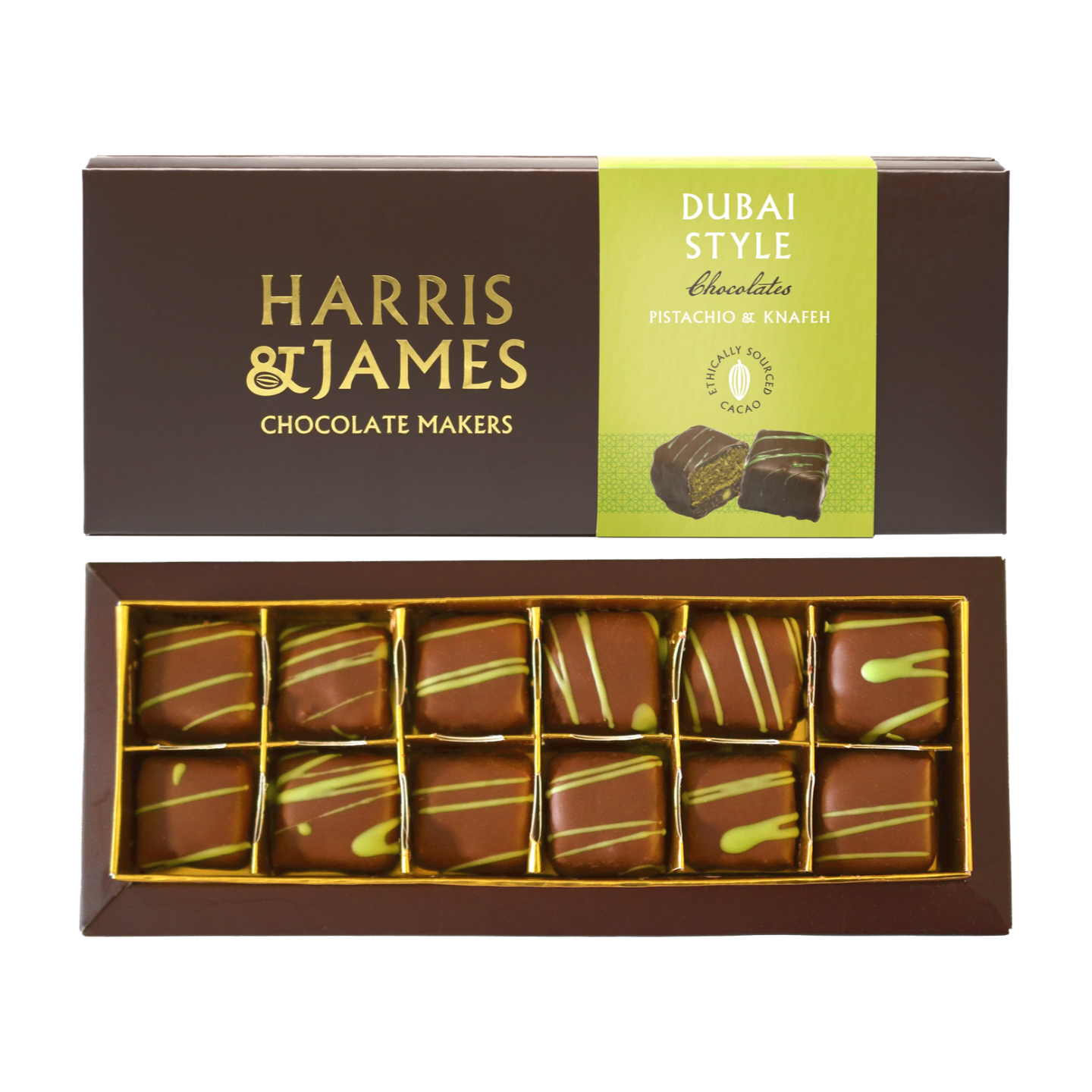 Harris & James Dubai Style Pistachio & Kanfeh Chocolates (9x180g)