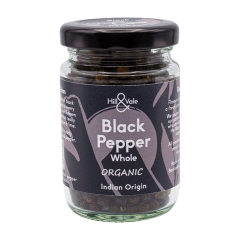 Hill & Vale Organic Black Pepper Whole (6x45g)