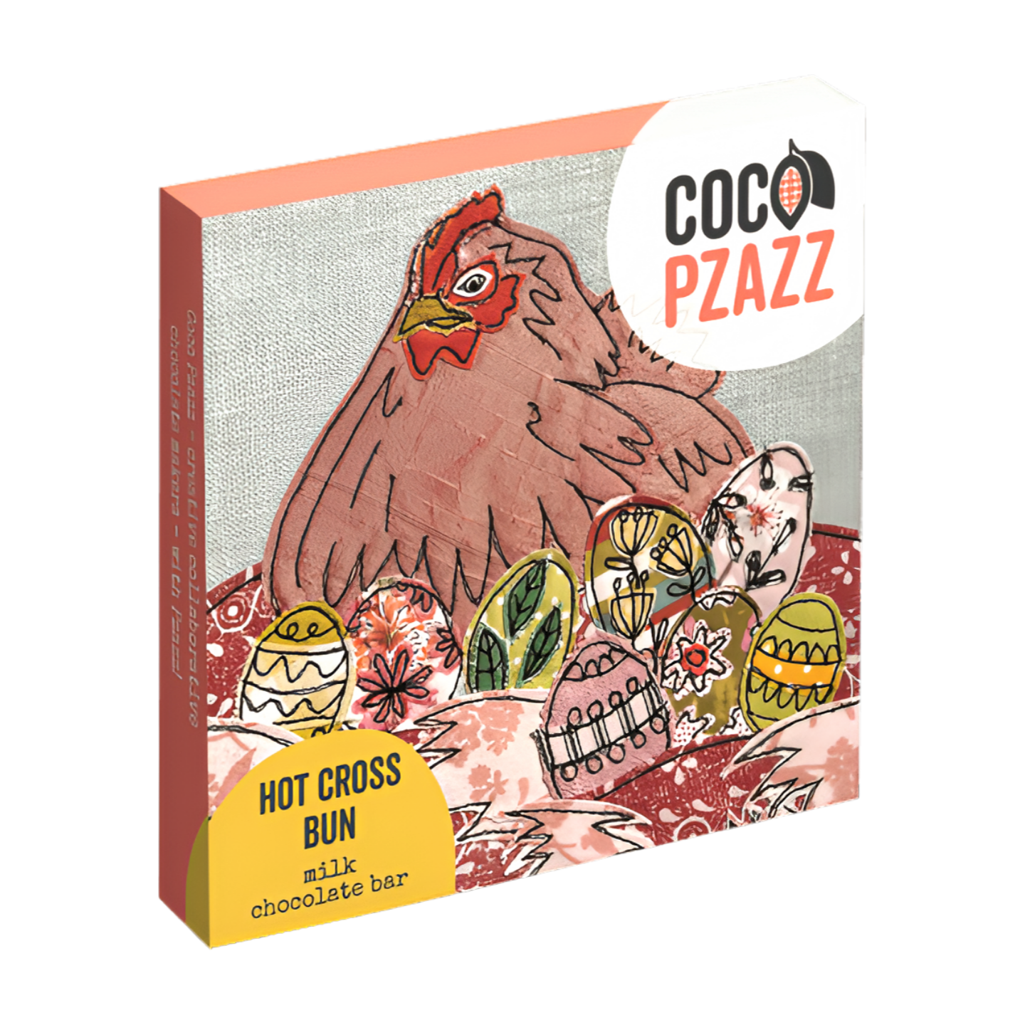 Coco Pzazz "Spring Chickens" Hot Cross Bun Chocolate Bar (12x80g)