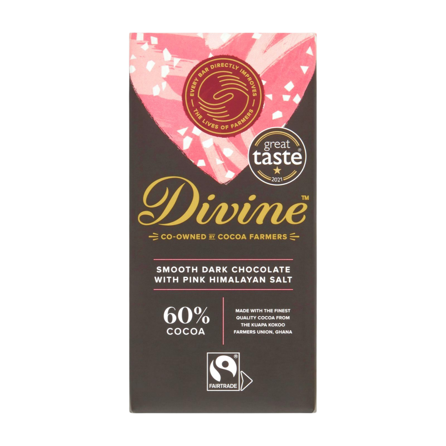 Divine Smooth Dark Chocolate with Pink Himalayan Salt (15x90g)