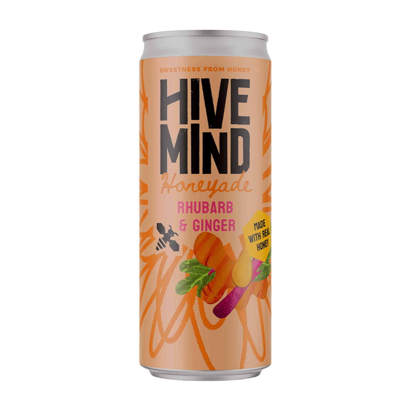 Hive Mind Non Alcoholic Rhubarb & Ginger Honeyade (12x330ml)