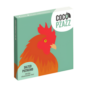 Coco Pzazz 'Chicken' Salted Pistachio White Chocolate Bar (12x80g)