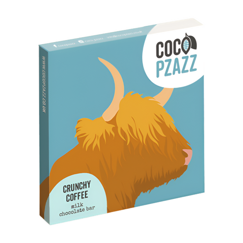 Coco Pzazz 'Highland Cow' Crunchy Coffee Milk Chocolate Bar (12x80g)