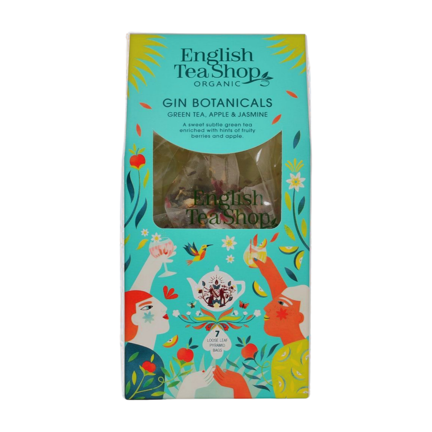 English Tea Shop Organic Green Tea, Apple & Jasmine Gin Botanicals (6x14g)