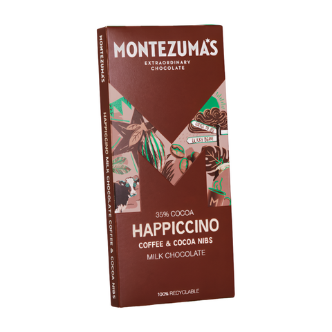 Montezuma's Happiccino Milk Chocolate with Coffee & Cocoa Nibs (12x90g)