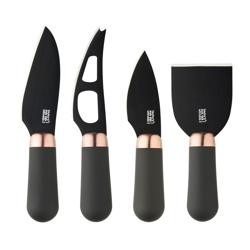 Taylors Eye Witness Black Four Piece Cheese Knife Set