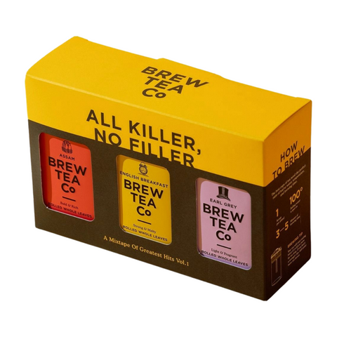 Brew Tea Co All Killer, No Filler, Mini Loose Leaf Tea Tin Trio (6x270g)