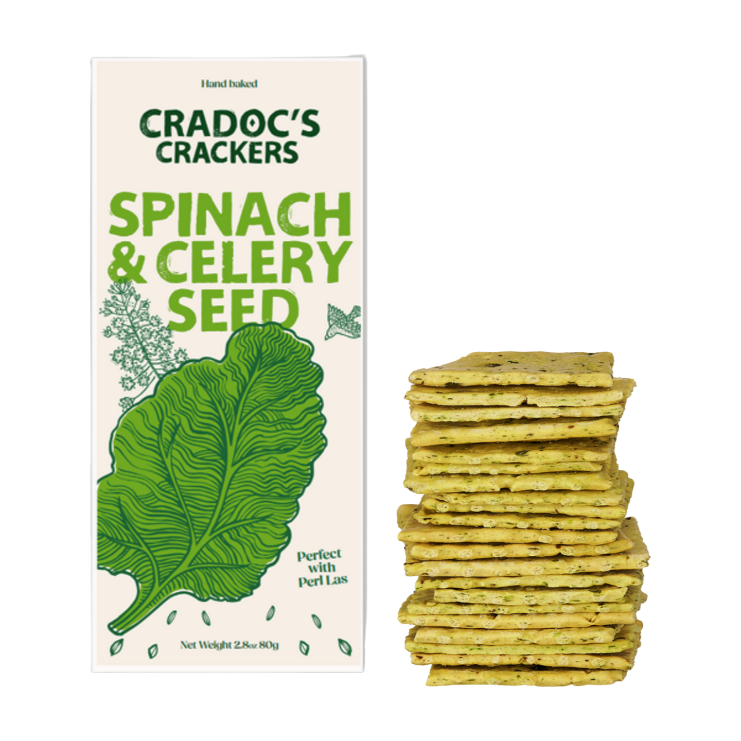 Cradoc's Spinach & Celery Seed Crackers (6x80g)