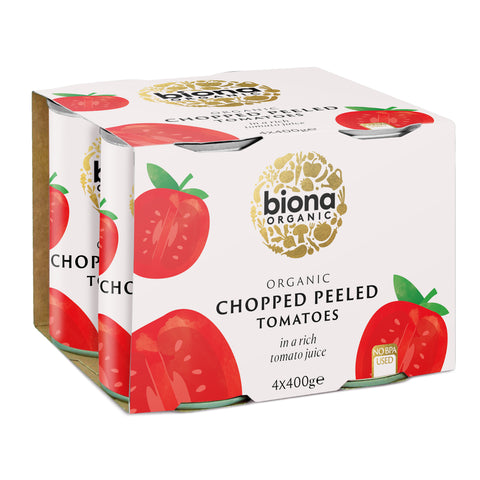 Biona Organic 4 Pack Chopped Peeled Tomatoes (6x(4x400g)