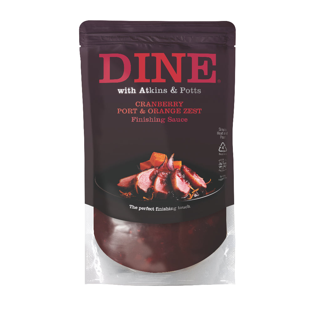 DINE with Atkins & Potts Cranberry, Port & Orange Zest Sauce  (6x325g)