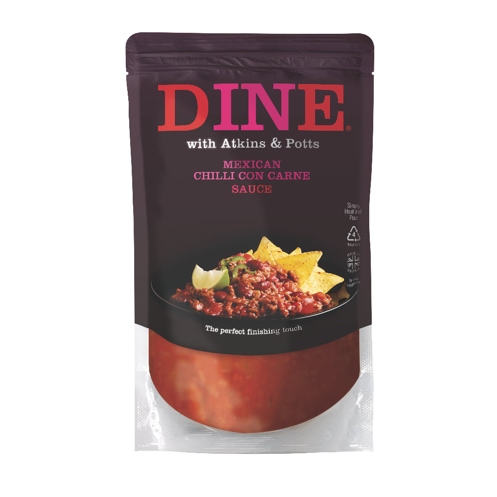 DINE with Atkins & Potts Chilli con Carne Sauce  (6x350g)