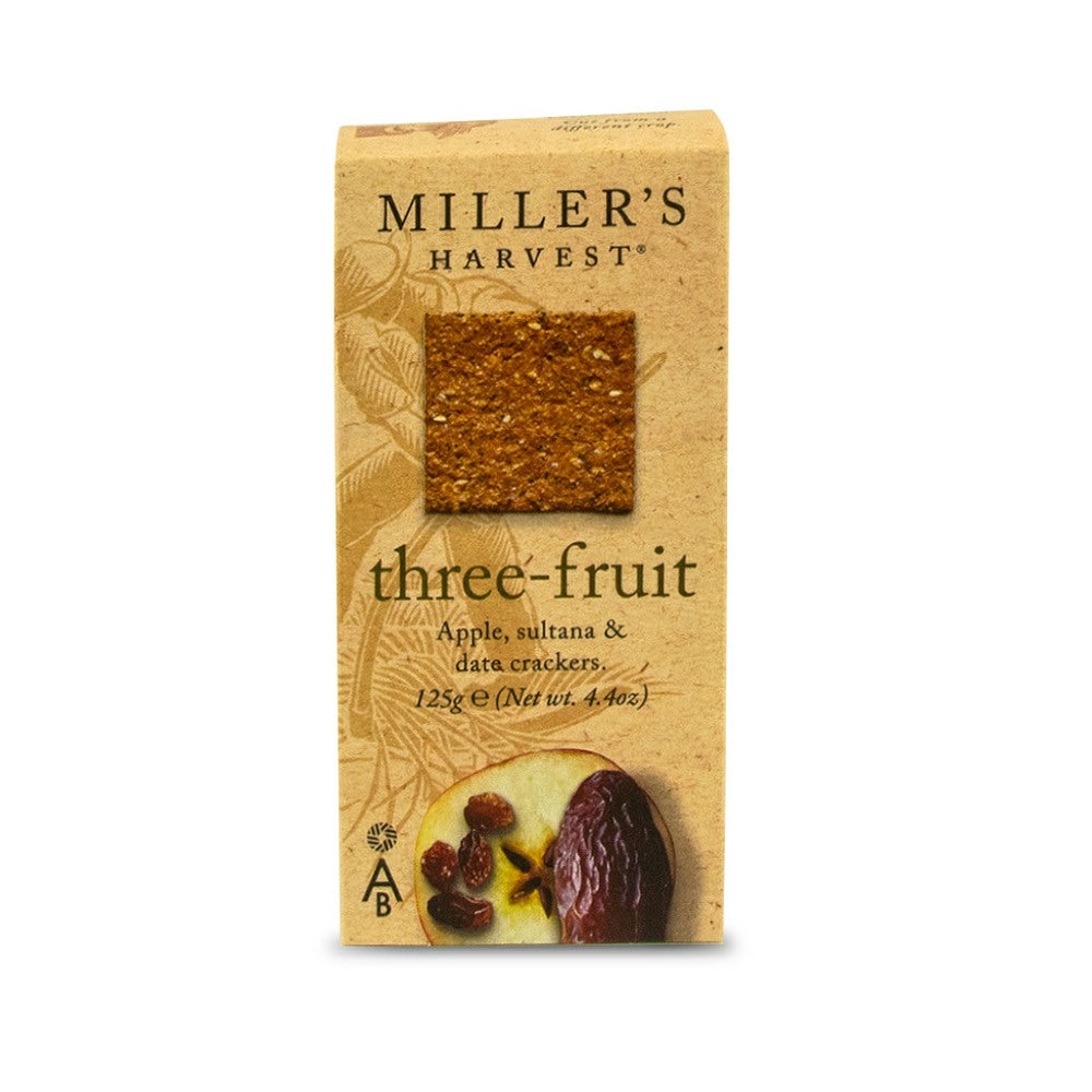 Artisan Biscuits Miller's Harvest Three Fruit Crackers (6x125g)