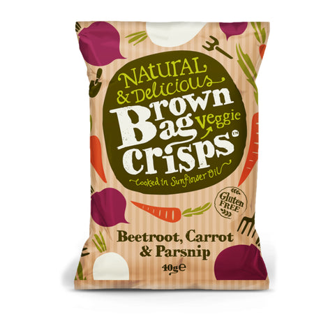 Brown Bag Crisps Beetroot, Carrot & Parsnip Veggie Crisps (15x40g)