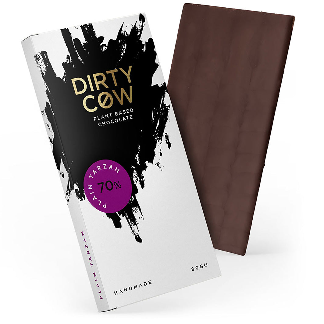 Dirty Cow Plain Tarzan Plant Based Chocolate Bar (12x80g)
