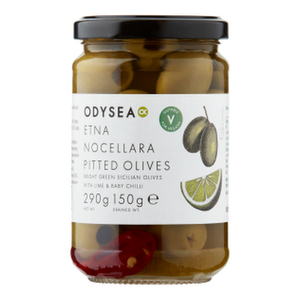 Odysea Etna Nocellara Pitted Olives with Lime & Chilli (6X290g)