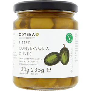 Odysea Pitted Conservolia Olives with Lemon, Garlic & Coriander (6x235g)
