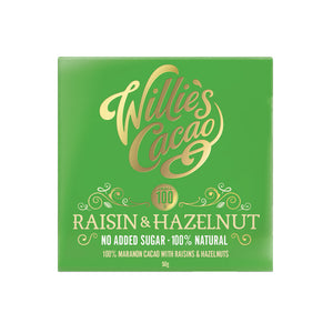 Willies Cacao No Added Sugar Raisin & Hazelnut Chocolate (12x50g)