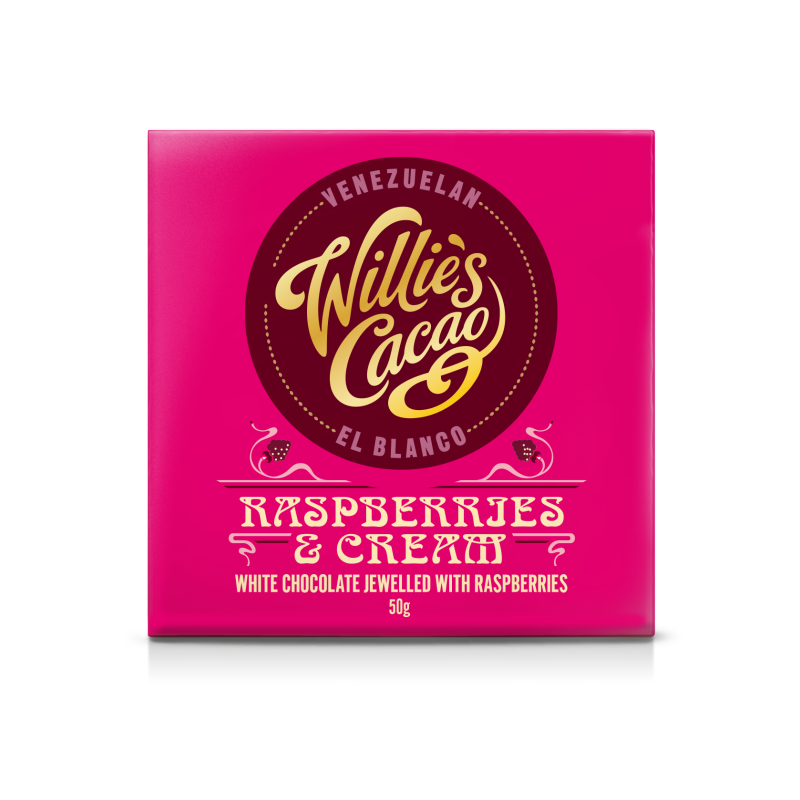 Willie's Cacao Raspberries & Cream Chocolate Bar (12x50g)