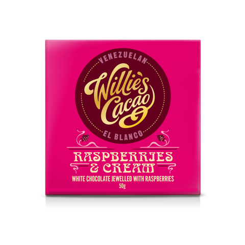 Willie's Cacao Raspberries & Cream Chocolate Bar (12x50g)