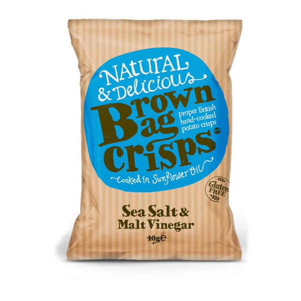 Brown Bag Crisps Sea Salt & Malt Vinegar Crisps (20x40g)