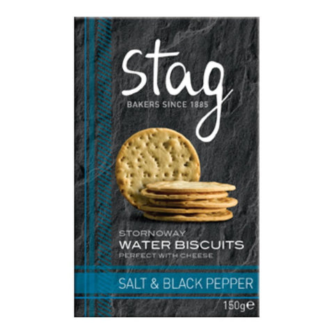 Stag Bakery Salt & Black Pepper Water Biscuits (12x150g)