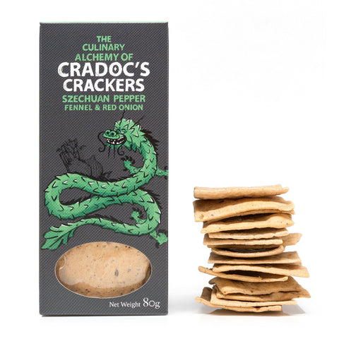 Cradoc's Szechuan Pepper, Fennel & Red Onion Crackers (6x80g)