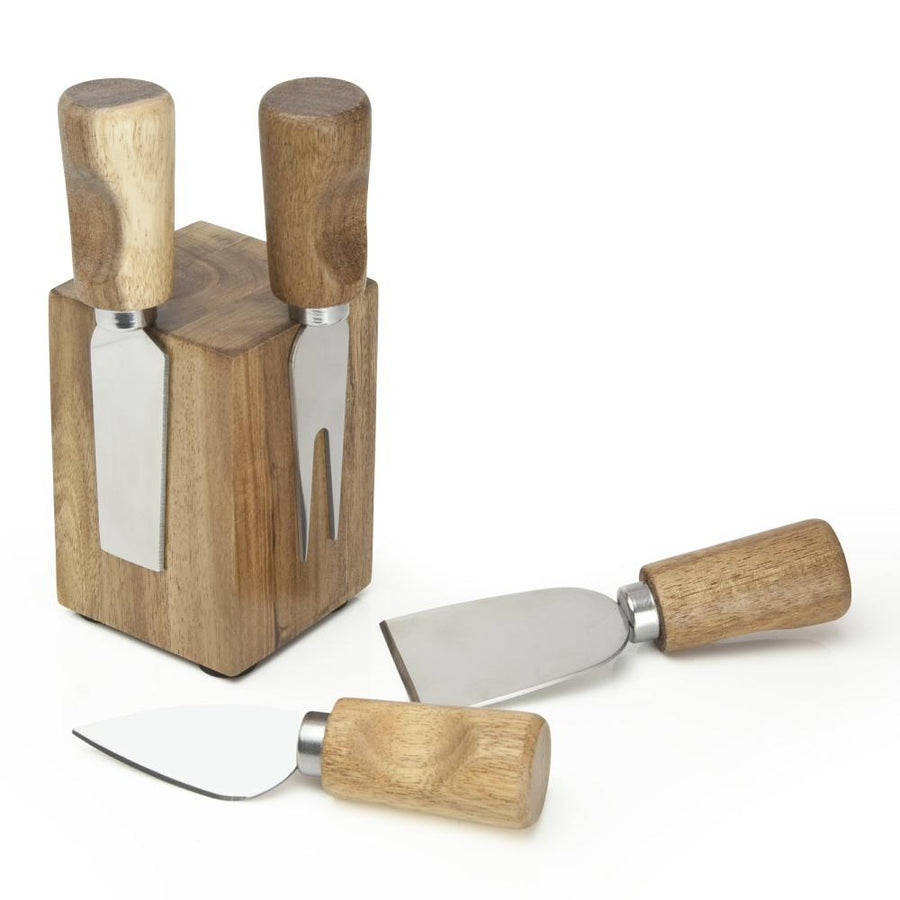 Taylors Eye Witness Acacia Wood Cheese Knife & Block Set The