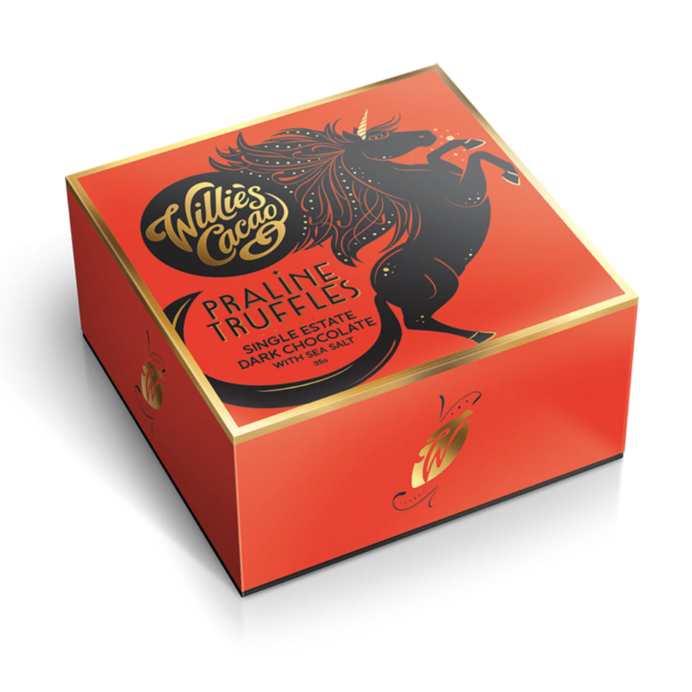Willie's Cacao Dark Chocolate Praline Truffles with Sea Salt (8x35g)